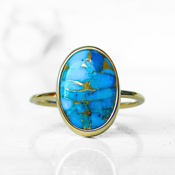 Pierścionek z turkusem - Turkus z pirytem