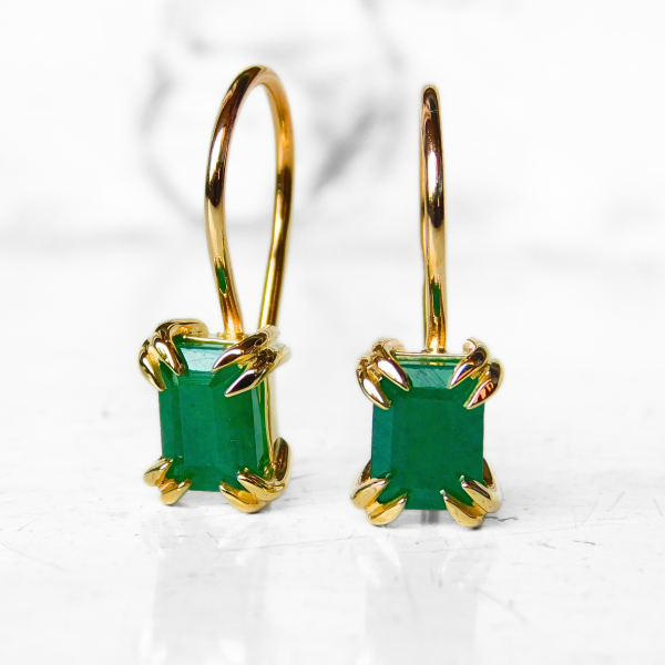 Kolczyki złote ze szmaragdami 